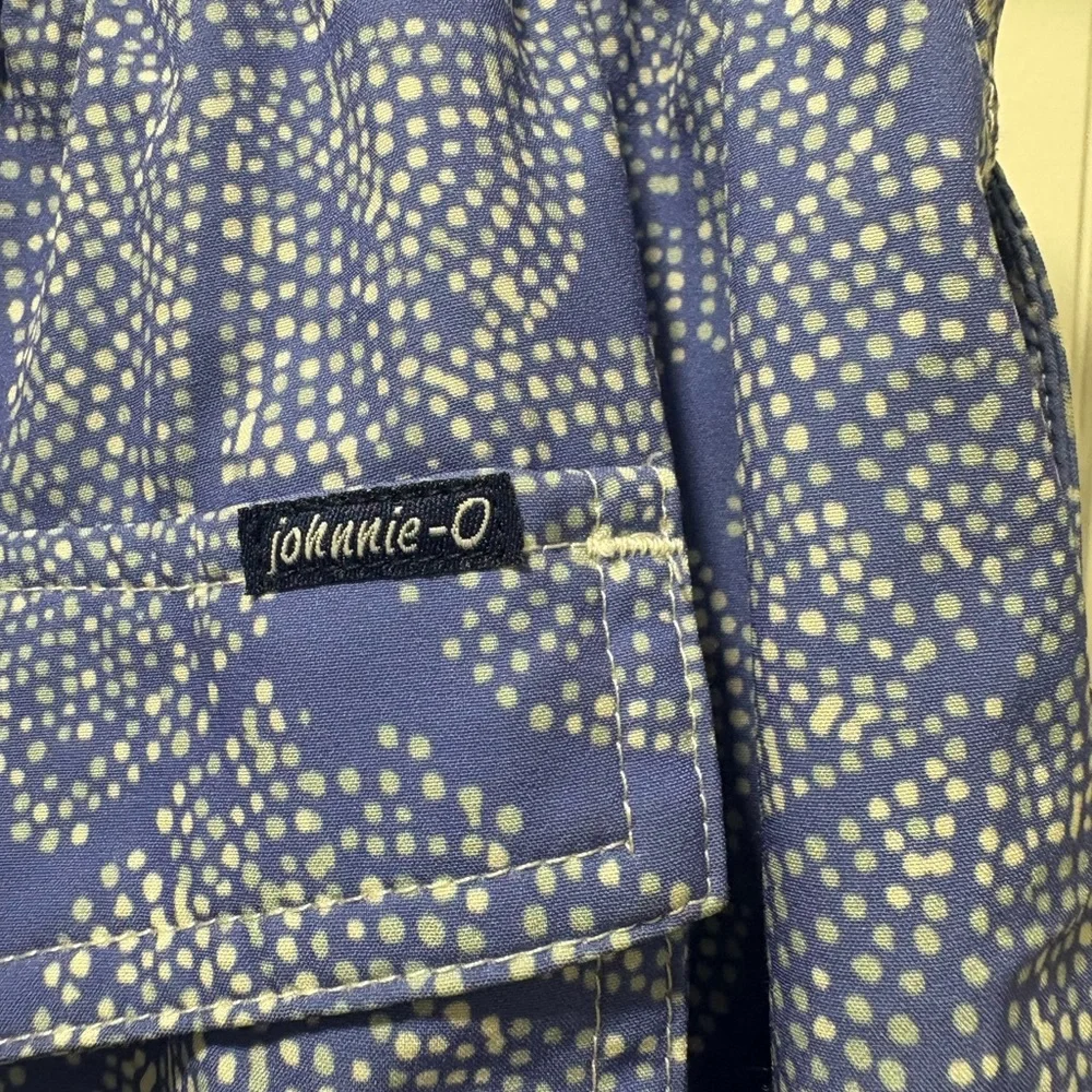 johnnie-O Blue and White Paisley Swim Trunks